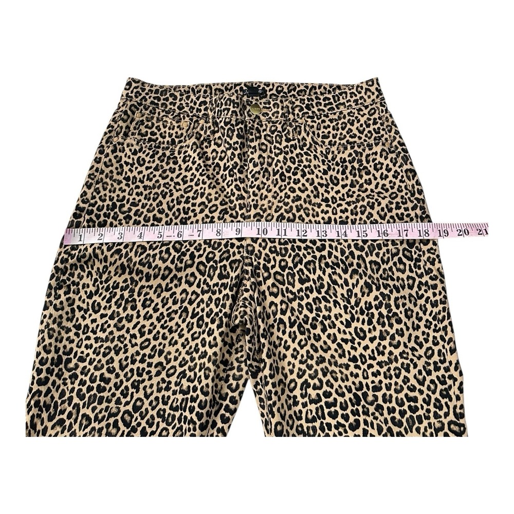 J Crew Pant Size 28 LEOPARD PRINT Zip Button Cropped‎ Stretch Skinny Leg - Picture 12 of 16